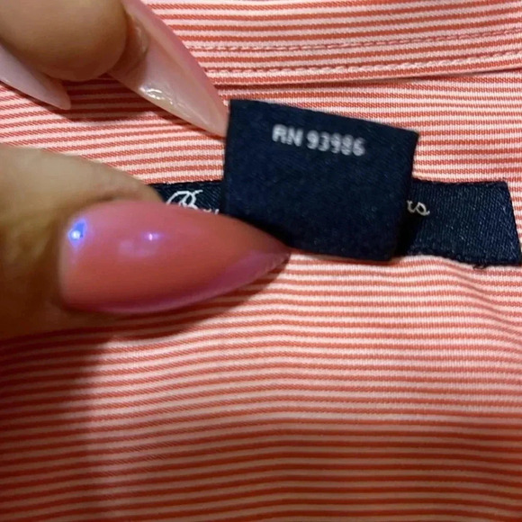 Brooks Brothers Orange White  Button Down Shirt Youth Church Easter Spring - Picture 5 of 7